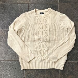 Ben Sherman Men's Cream Cable Knit Sweater, size Medium